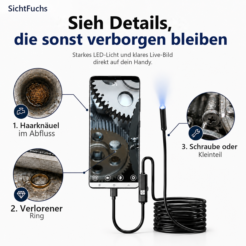 SichtFuchs™ – Inspektionskamera für dein Handy
